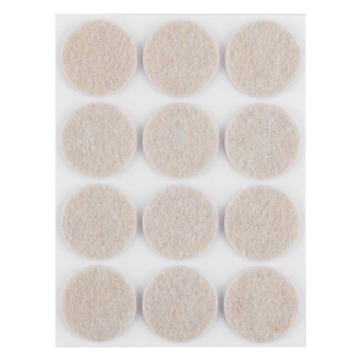 Self-adhesive round felt pads, light brown 28 mm, 12 pcs.
