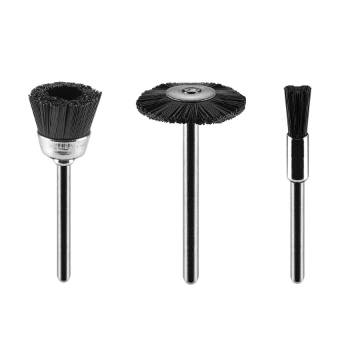 Nylon brush set: end brush, cup brush, wheel brush, set 3 pcs