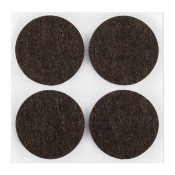 Self-adhesive round felt pads, dark brown 40mm, 4 pcs.