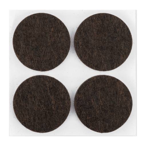 Self-adhesive round felt pads, dark brown 40mm, 4 pcs.