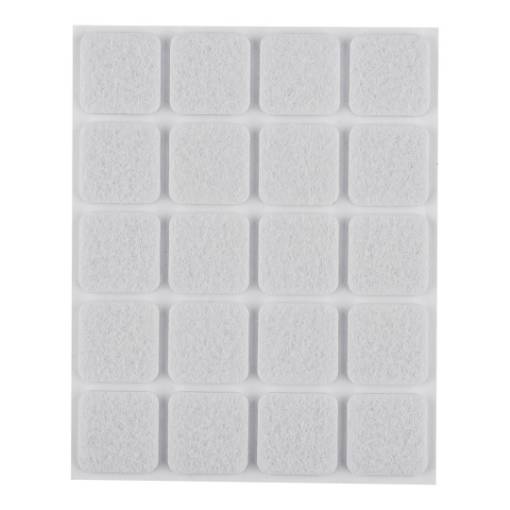 Self-adhesive felt pads, white 20x20 mm, 20 pcs.