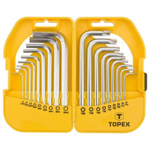 Hex and Torx keys, set 18 pcs, short