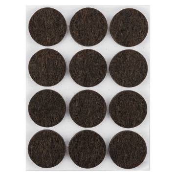 Self-adhesive round felt pads, dark brown 28 mm, 12 pcs.