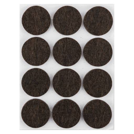 Self-adhesive round felt pads, dark brown 28 mm, 12 pcs.