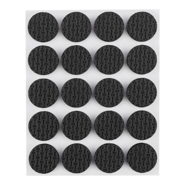 Self-adhesive round foam pads, black 20mm, 20 pcs.
