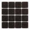 Self-adhesive felt pads, dark brown 25x25 mm, 16 pcs.