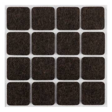 Self-adhesive felt pads, dark brown 25x25 mm, 16 pcs.