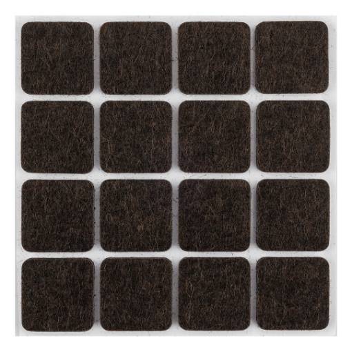 Self-adhesive felt pads, dark brown 25x25 mm, 16 pcs.
