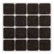 Self-adhesive felt pads, dark brown 25x25 mm, 16 pcs.
