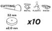 Corundum cutting disc 32 x 2.0 mm, reinforced, 10 pcs