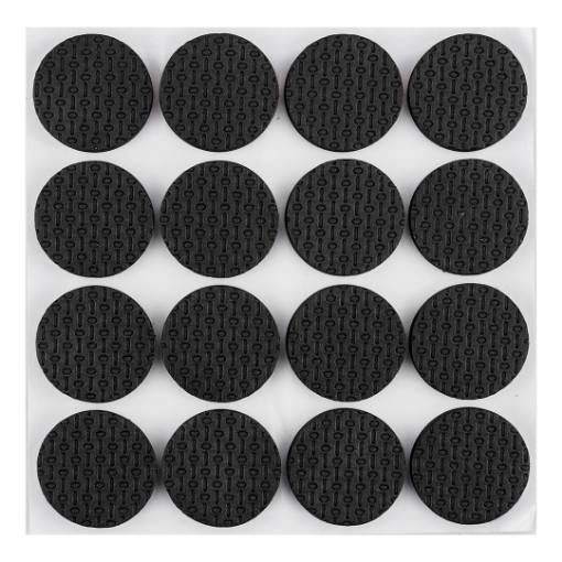 Self-adhesive round foam pads, black 28mm, 16 pcs.