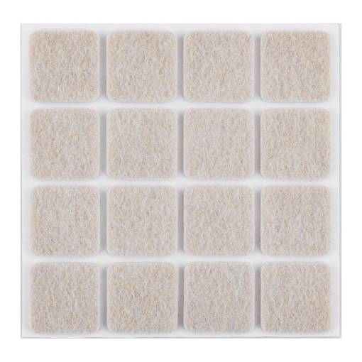 Self-adhesive felt pads, light brown 25x25 mm, 16 pcs.