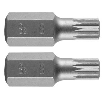 Spline bit M8 x 30 mm, S2, 2 pcs