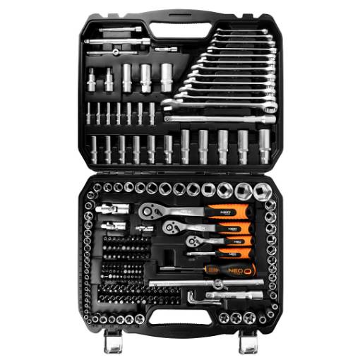Set of socket spanners 1/2", 3/8", 1/4", 216 pieces. , satin