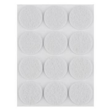 Self-adhesive round felt pads, white 28 mm, 12 pcs.