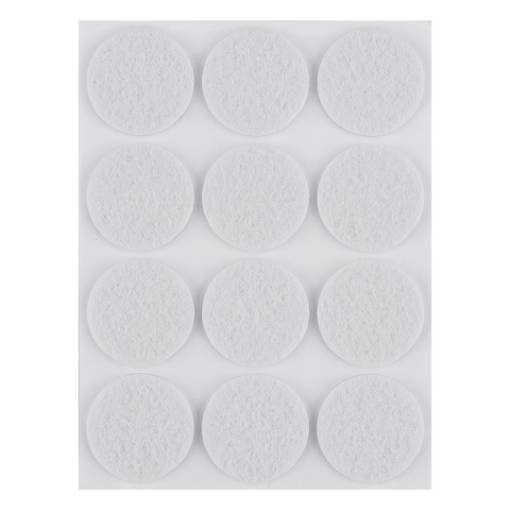 Self-adhesive round felt pads, white 28 mm, 12 pcs.