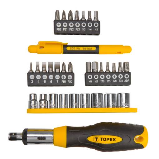 Screwdriver bits with holder, set 34 pcs
