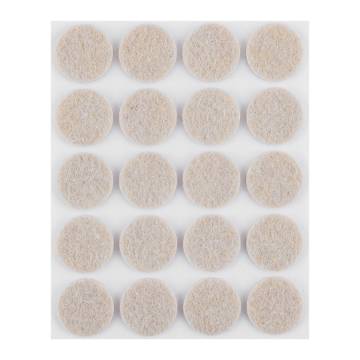 Self-adhesive round felt pads, light brown 20 mm, 20 pieces