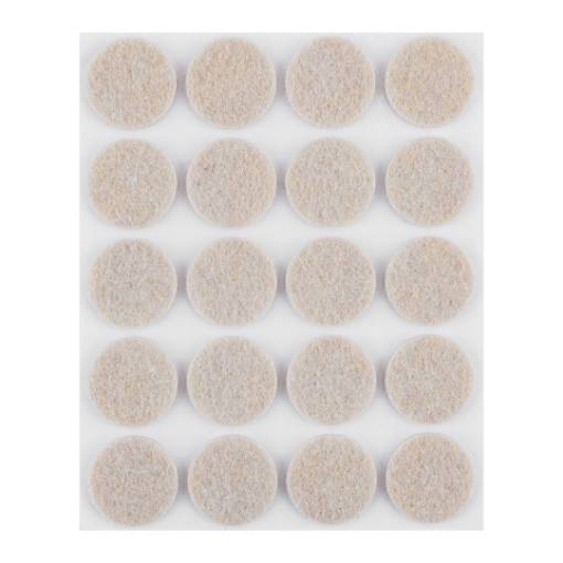 Self-adhesive round felt pads, light brown 20 mm, 20 pieces