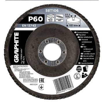 Zirconia flap wheel 115 x 22.2 mm, P60