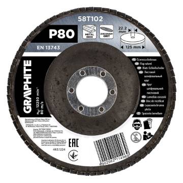 Zirconia flap wheel 125 x 22.2 mm, P80