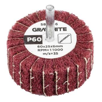 Flap wheel with abrasive fleece, mounted 60 x 25 x 6 mm, P60