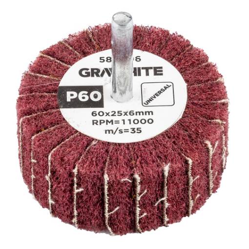 Flap wheel with abrasive fleece, mounted 60 x 25 x 6 mm, P60