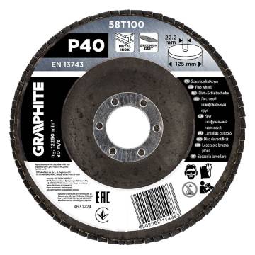 Zirconia flap wheel 125 x 22.2 mm, P40