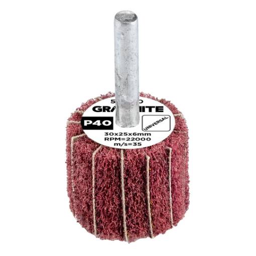 Flap wheel with abrasive fleece, mounted 30 x 25 x 6 mm, P40