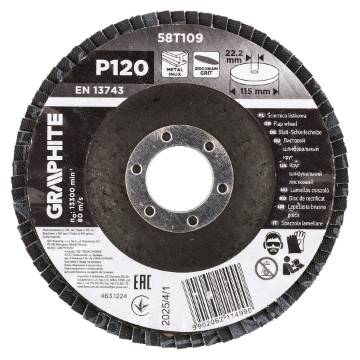 Zirconia flap wheel 115 x 22.2 mm, P120