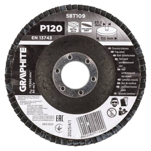 Zirconia flap wheel 115 x 22.2 mm, P120