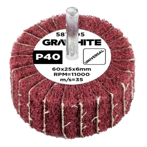 Flap wheel with abrasive fleece, mounted 60 x 25 x 6 mm, P40