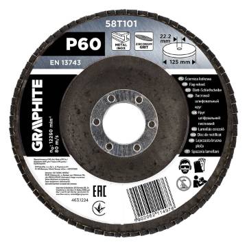 Zirconia flap wheel 125 x 22.2 mm, P60