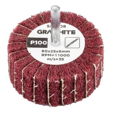 Flap wheel with abrasive fleece, mounted 60 x 25 x 6 mm, P100