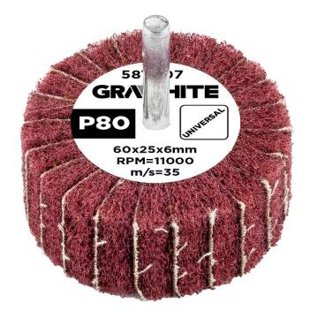 Flap wheel with abrasive fleece, mounted 60 x 25 x 6 mm, P80