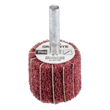 Flap wheel with abrasive fleece, mounted 30 x 25 x 6 mm, P100