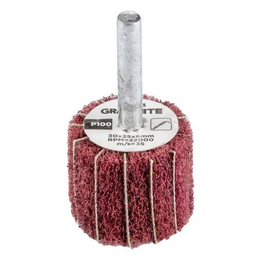 Flap wheel with abrasive fleece, mounted 30 x 25 x 6 mm, P100