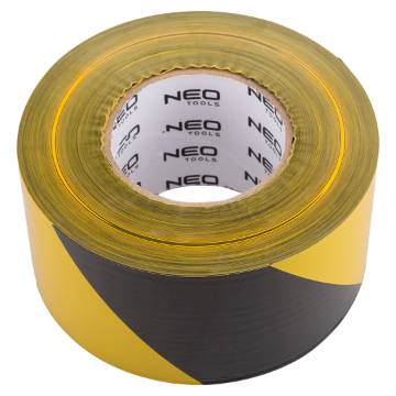 Warning tape yellow-black 75 mm x 500 m