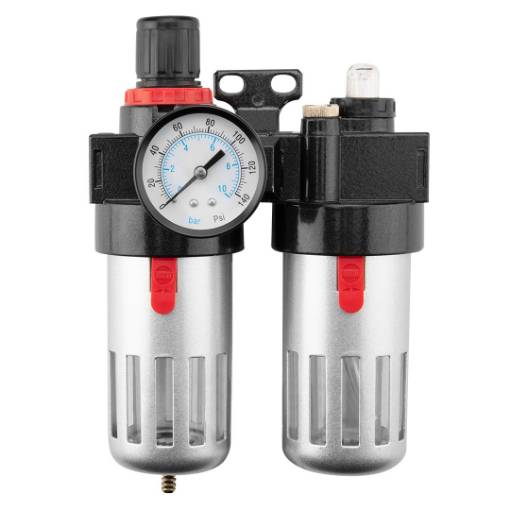 Air treatment set 1/2", filter, oiler and reducer, metal body