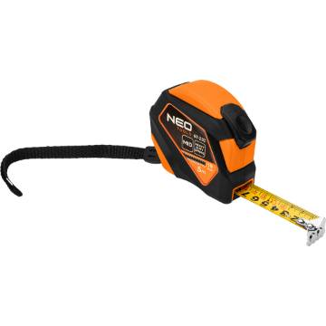 Retractable steel tape measure 5 m x 19 mm, auto-locking, stop button, magnet