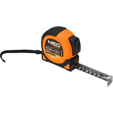Super Black retractable steel tape measure 10 m x 25 mm, auto lock, two stop buttons, magnet