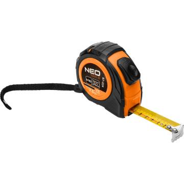 Retractable steel tape measure 7.5 m x 25 mm, auto-locking, two stop buttons