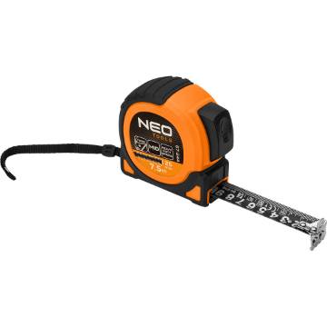 Super Black retractable steel tape measure 7.5 m x 25 mm, auto lock, two stop buttons, magnet