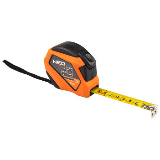 Steel coiled measuring tape 5 m x 19 mm, inch