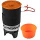 Camping cooker, burner and pot