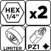 Countersink bits PZ1 x 25 mm, 2 pcs