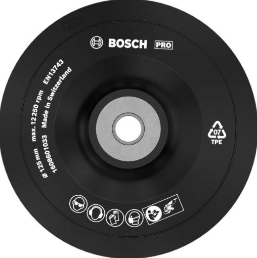Rubber backing pad 125 mm, 12,500 o.p.m.