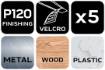 Velcro sanding discs 150 mm, P120, 5 pcs, with 8 holes