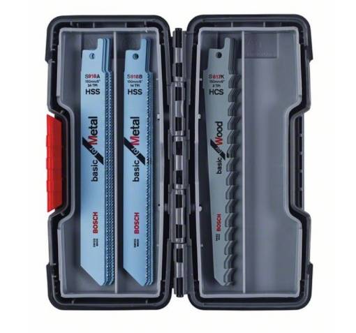 Reciprocating saw blade set Wood and Metal Basic in ToughBox 15-piece