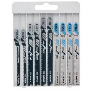 Jigsaw blade set Basic for Metal and Wood in cassette 10-piece